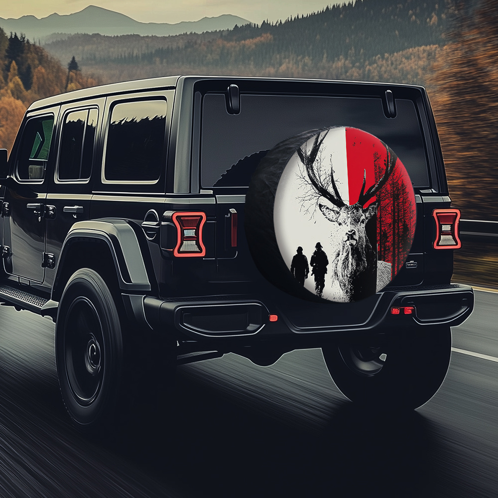 Outdoor Adventure Jeep - Pokrowiec na oponę z motywem polowania