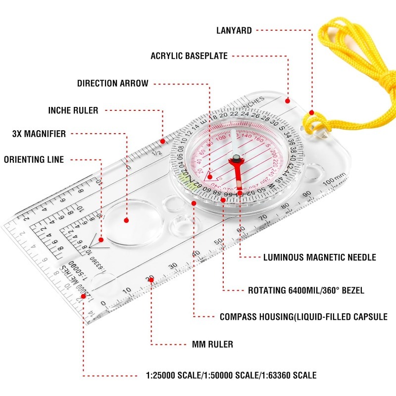 1-10 szt. Kompas, linijka do n – Map Compass Orienteering recenzja i cena
